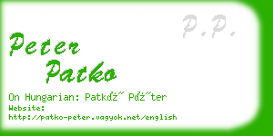 peter patko business card